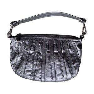 Calvin Klein Metallic Pleated Shoulder Bag in Silver